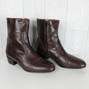 Vintage Women's Size 9 or 26 Patent Leather Boots Brown with Heels Mexico